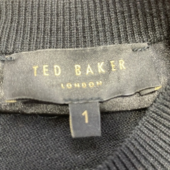 TED BAKER Sweater Halie Black Cashmere Silk Beaded Neckline Size XS - Picture 6 of 13